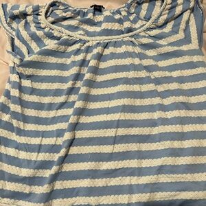 Ann Taylor Blue and Cream Striped Blouse